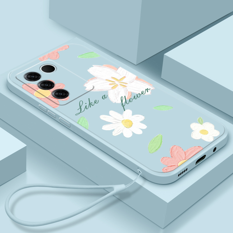 vivos16手机壳新款液态硅胶vivos16pro全包防摔网红简约潮牌卡通浪漫樱花男女款s16e直边情侣软壳保护套