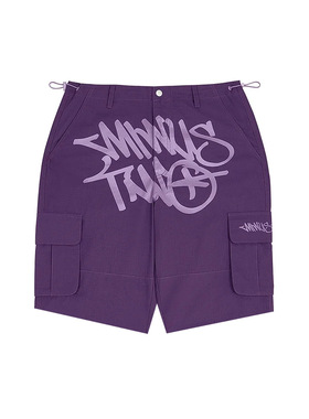 美式复古工装短裤潮牌minus two口袋高腰直筒短裤印花嘻哈y2k裤子