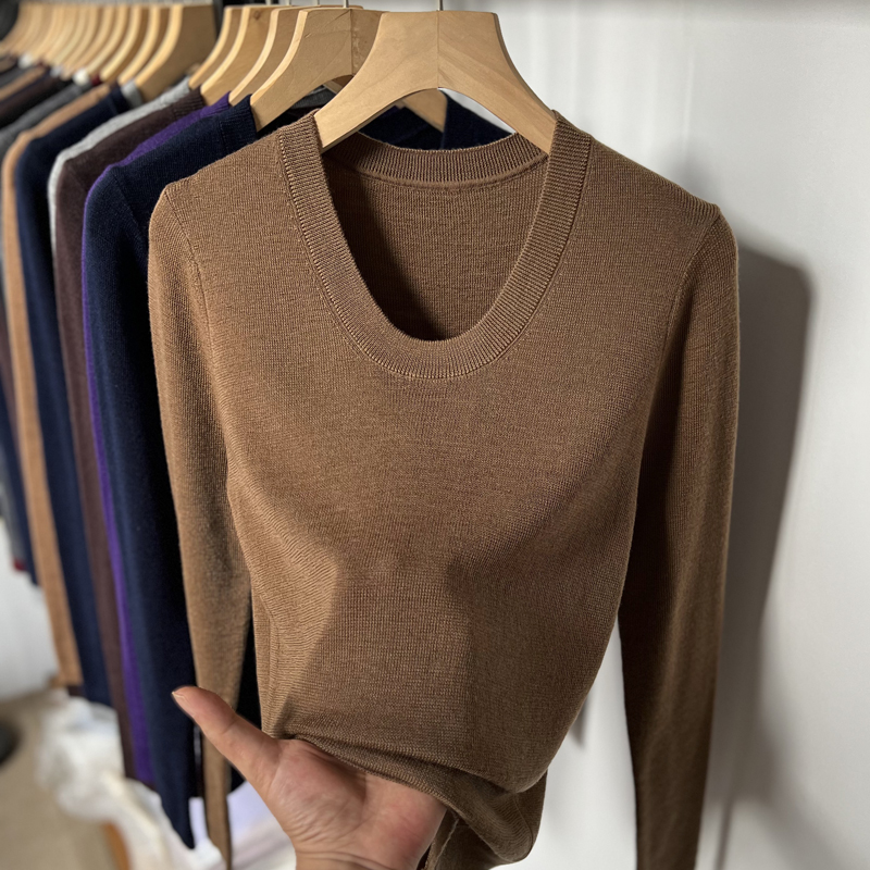 100%美丽诺纯羊毛针织打底衫女