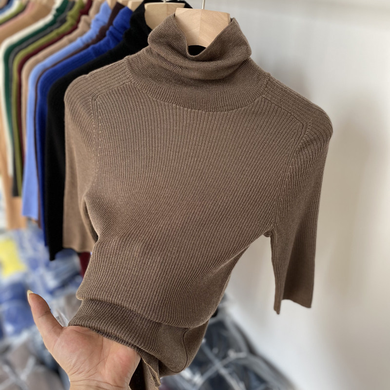 内搭春秋冬高领打底衫女精纺纯羊毛中袖堆堆领针织衫修身半袖上衣,女装/女士精品,毛针织衫,淘宝优惠券,粉丝福利购,淘宝优惠卷