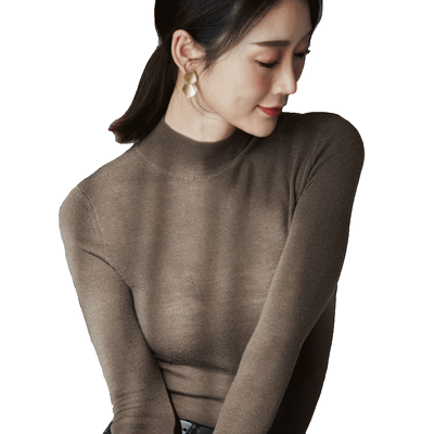 100%精纺纯羊毛半高领针织打底衫