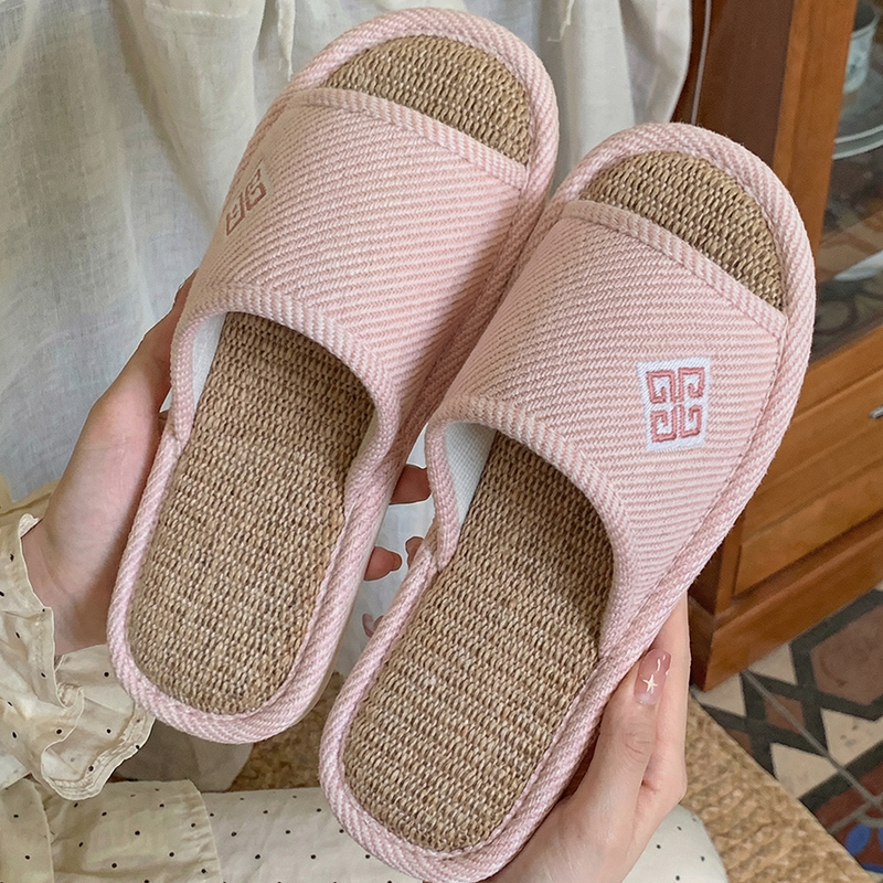 亚麻拖鞋男女春秋家居家防滑软底室内家用吸汗静音四季木地板夏季