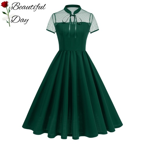 欧美风复古大码万圣节印花女装派对法式表演网纱短袖大摆连衣裙