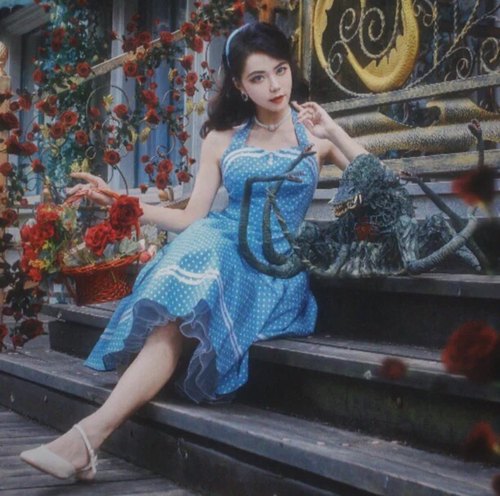 港风复古波点年代挂脖表演大摆裙