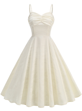 欧美复古性感女神年代感提花显瘦港风舞蹈表演度假大摆吊带连衣裙