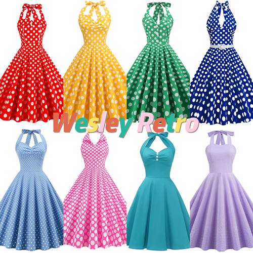 港风复古女神怀旧波点派对表演服