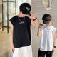 纯棉无袖 背心新款 中大童装 男童夏季 洋气宽松薄款 外穿运动T恤上衣