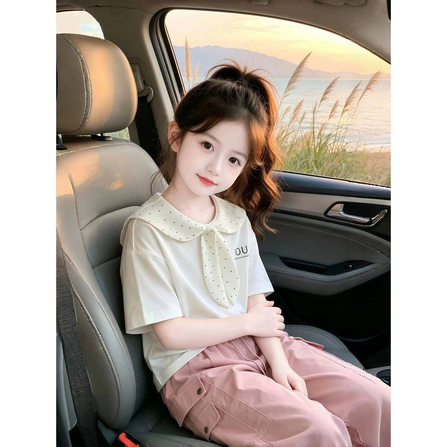 女童短袖T恤夏季2026新款学院风儿童洋气薄款衣服夏装小女孩上衣
