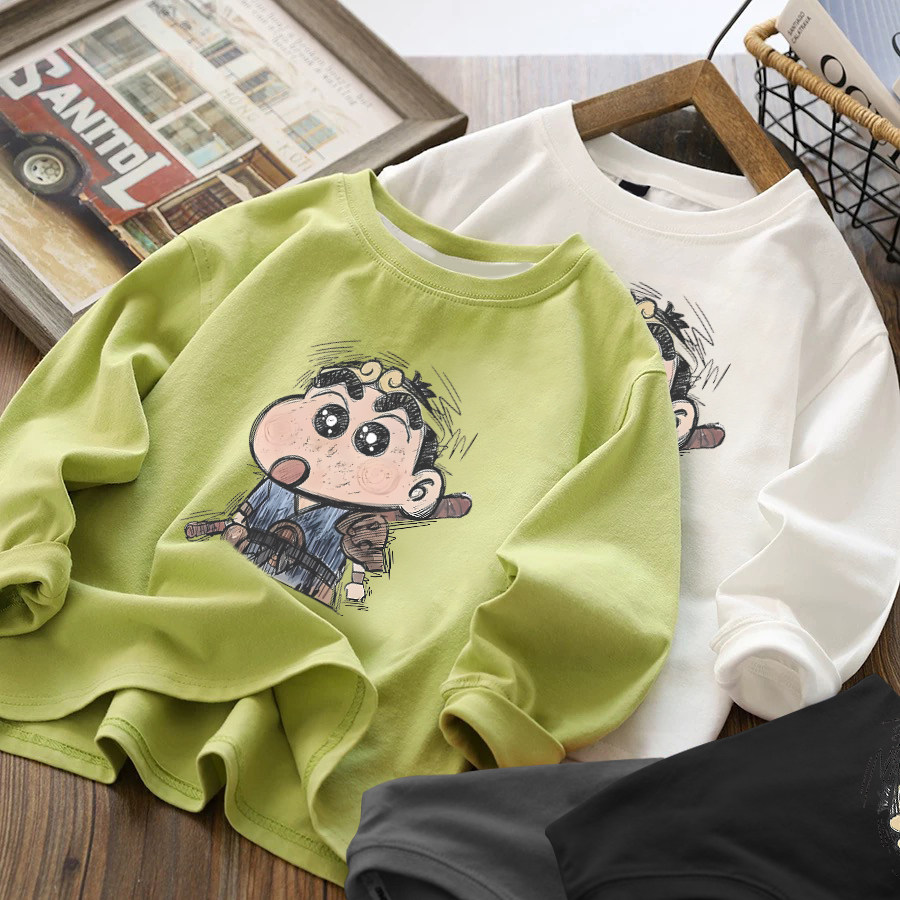 男童春秋季纯棉长袖T恤新款中大儿童卡通蜡笔小新宽松打底衫上衣,童装/婴儿装/亲子装,T恤,淘宝优惠券,粉丝福利购,淘宝优惠卷