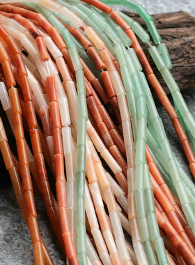 4*13mm小圆管珠天然东陵玉绿东陵粉东陵红东陵散珠串条 DIY配件