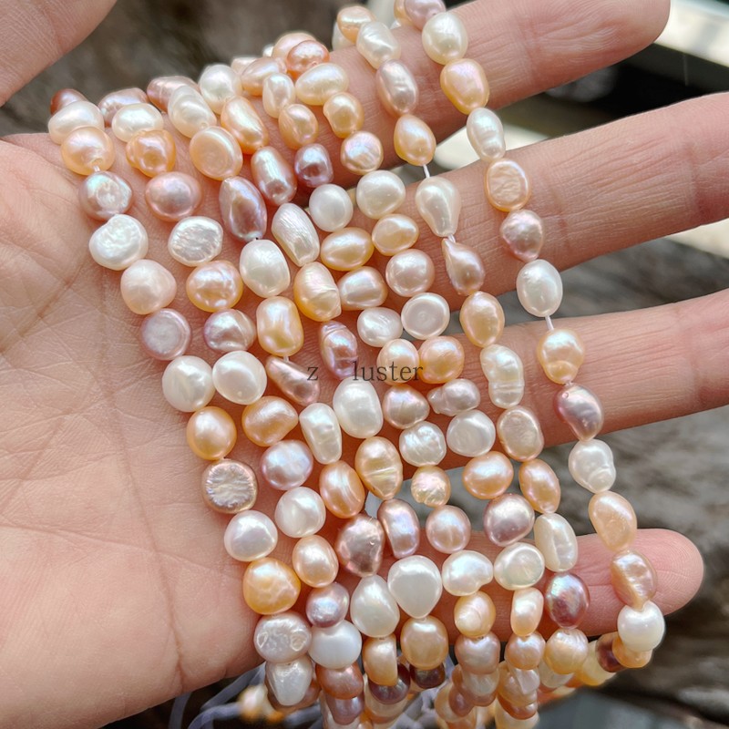 淡水珍珠彩色两面光手链散珠串条