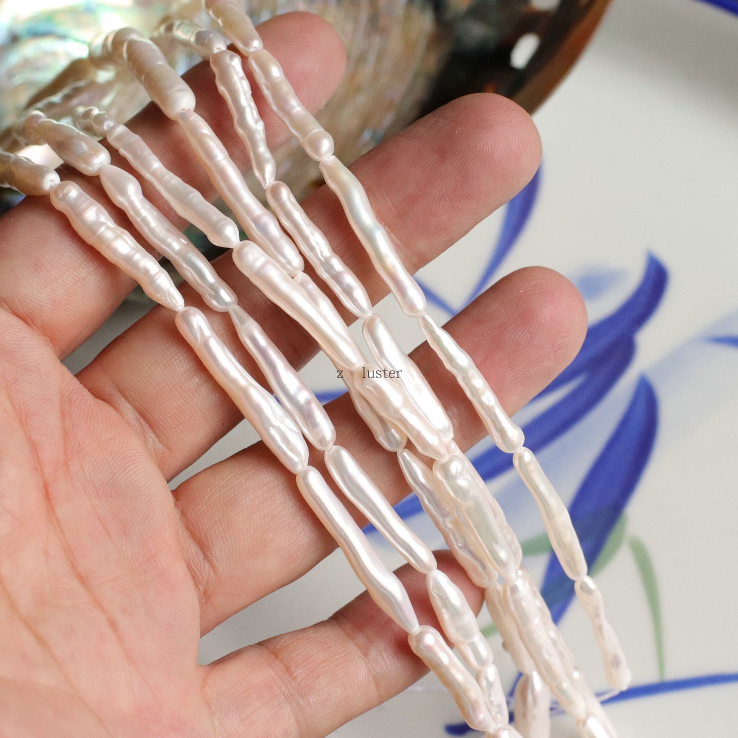 异形长条竖孔牙签珠巴洛克珍珠