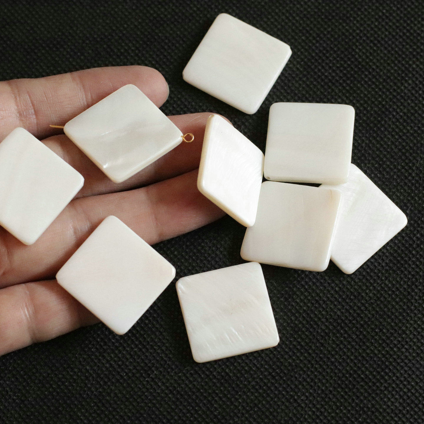 对角孔25mm方形贝壳片隔片隔珠发簪服饰项链手工diy饰品材料配件