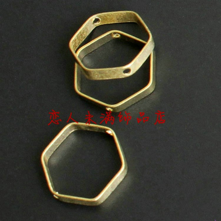 diy饰品纯铜配件 钻直孔 12MM串珠铜框 黄铜六角无缝铜管管圈材料