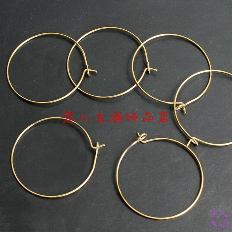 纯铜16-20-25-30mm九字圈耳圈耳环耳钉配件 diy手作 黄铜金属材料