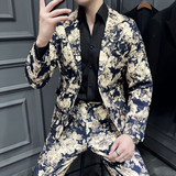 男士时尚精棉弹力活性印花西服西装228-1151西服P70。1152裤子P50，男装西服套装，星座228