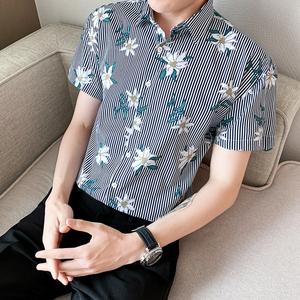 男士休闲花衬衣衬衫多色短袖衬衫228-1037-P32图片