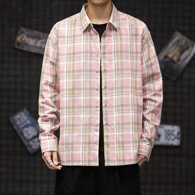 棉男士新款休闲高品质四色格子衬衫衬衣228-1022-P35,男装衬衫,星座228