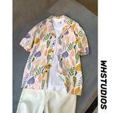 港风宽松版加大大码穿到230斤花衬衫潮短袖衬衣228-1142-P40，男装T恤，星座228