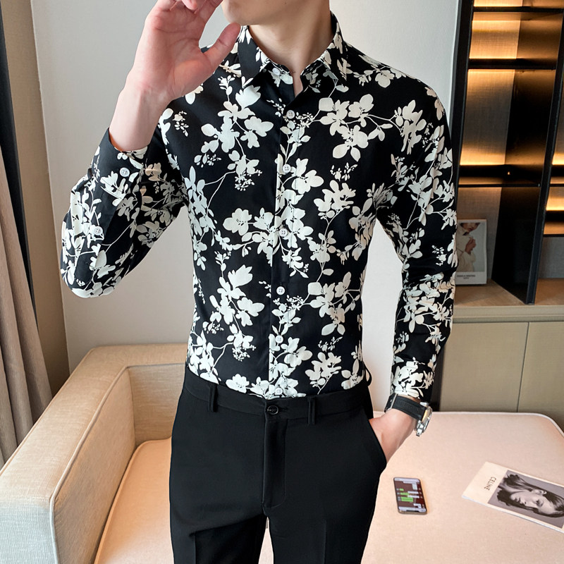 男士休闲多色花衬衫衬衣长袖衬衫228-1041-P35图片