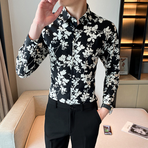 男士休闲多色花衬衫衬衣长袖衬衫228-1041-P35图片