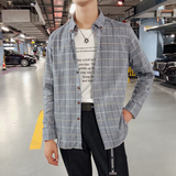男士格子衬衫男士时尚长袖修身衬衫228-CS27-P20，男装衬衫，星座228
