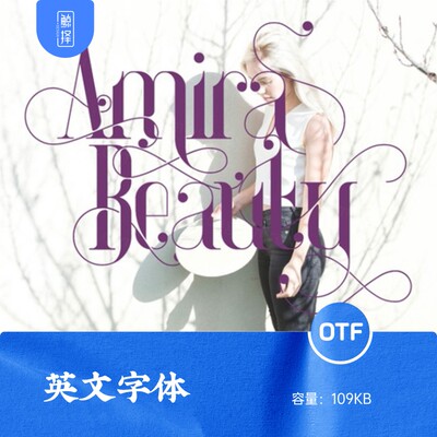 J1441 Amira Beauty漂亮的欧美风英文字体OTF字体设计素材