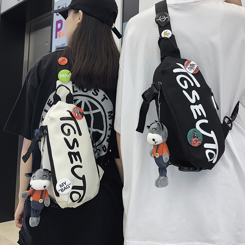 ins潮牌胸包男休闲日系单肩小背包女学生潮流斜挎包新款简约腰包