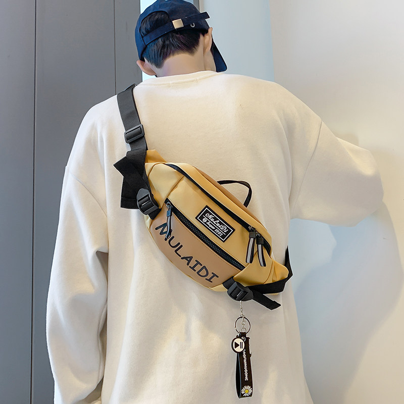 潮牌日系胸包男士ins简约单肩包腰包背包小挎包女帆布学生斜挎包