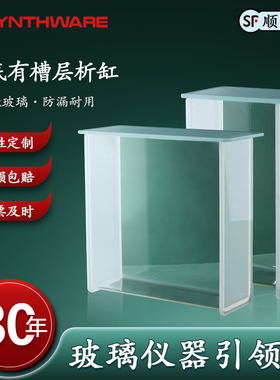 欣维尔 平底有槽层析缸展开缸 立式卧式方形P型层析缸玻璃层析缸100*100/ 100*200/200*200/200*100mm T21