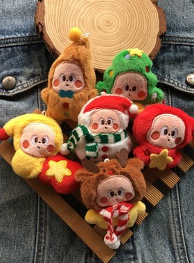 新款圣诞公仔挂件少女心背包钥匙扣百搭挂坠节日装饰玩偶配饰ins