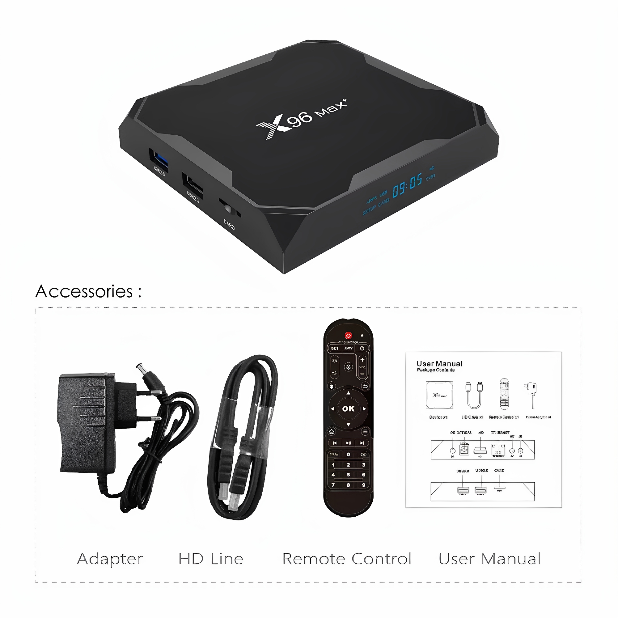 X96Max+网络机顶盒 s905x3 双WiFi蓝牙8K高清网络4g+32g安卓9.0