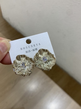 欧美风复古咖金色夸张高级感小众设计耳环女时尚个性独特耳钉耳饰