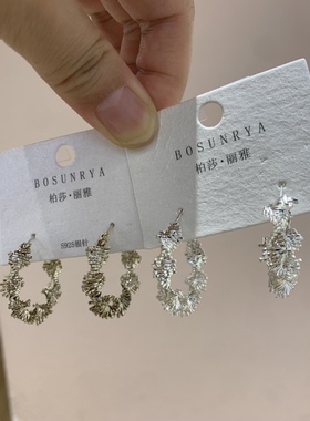 个性简约不规则耳圈金属风气质小众设计感冷淡风简约耳饰女银针