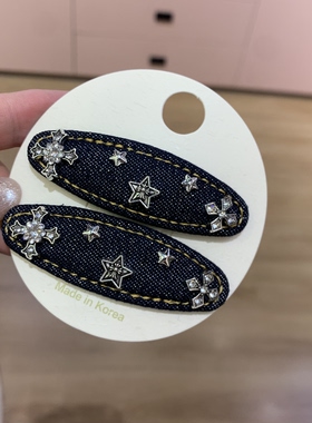 韩系小众设计感牛仔布艺发夹女时尚轻奢气质百搭个性独特碎发夹