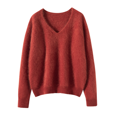 秋冬拉绒100%纯山羊绒衫宽松慵懒