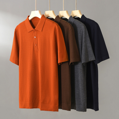 100%纯山羊绒短袖翻领polo