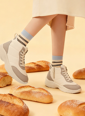 Pansy盼喜日本女鞋运动休闲户外轻便舒适防滑加绒保暖鞋冬季新款