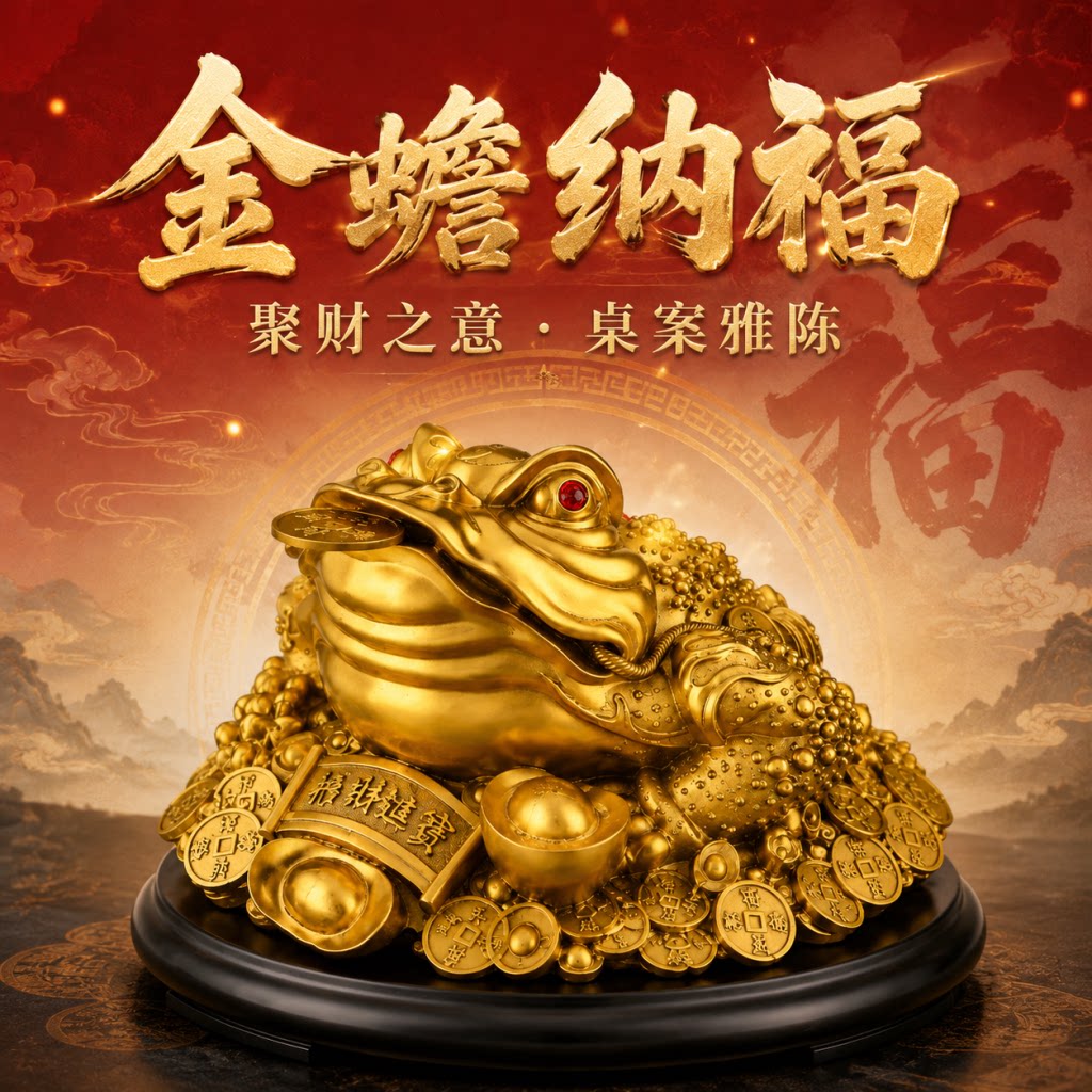 黄铜三足金蟾摆件招财家居客厅玄关酒柜办公室摆设店铺开业