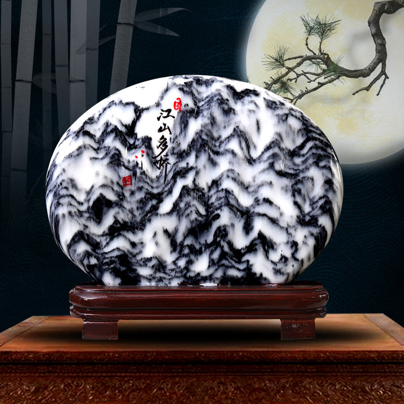 大理石雪花玉石精品原石摆件观赏石水草石画收藏国画石泰山石敢当