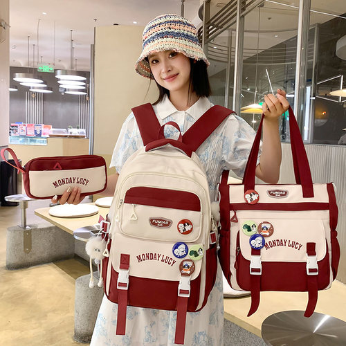 GUCEN日韩风书包女初中生双肩包