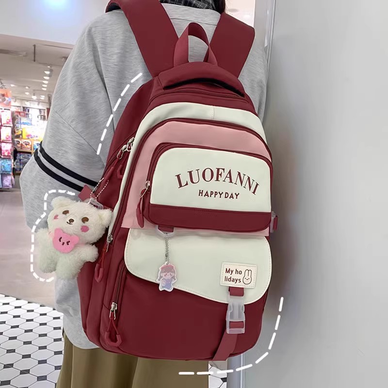GUCEN日韩风书包女初中生双肩包