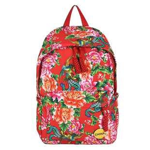 东北花布双肩包小众设计感大容量背包高中学生大学女生书包民族风