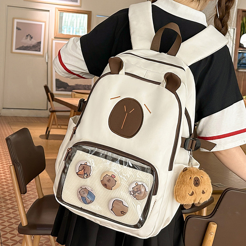 卡通卡皮巴拉双肩包女小学生初中生书包大学生休闲可爱背包学院风,箱包皮具/热销女包/男包,双肩背包,淘宝优惠券,粉丝福利购,淘宝优惠卷