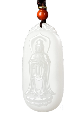 羊脂白玉观音菩萨吊坠男款项