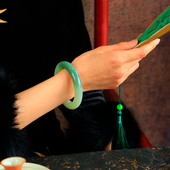 优雅圆条福镯57mm圈口肉质油润细腻 新疆天然和田玉且末蓝手镯女款