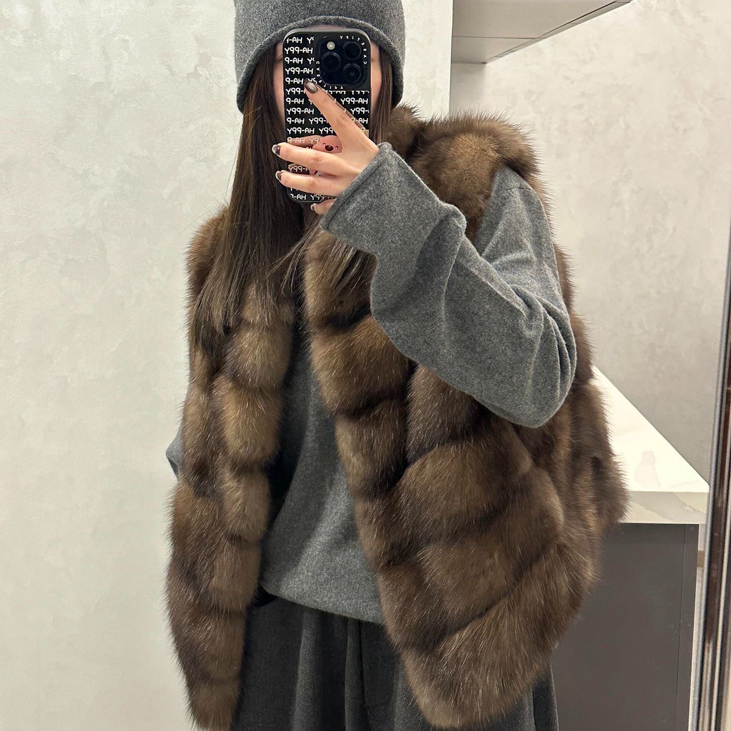 俄罗斯紫貂马甲系列原色满天星重工新款环保皮草背心加厚坎肩外套