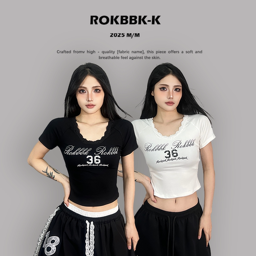 ROKBBK-K/布韩街舞潮牌运动T恤女修身夏季休闲嘻哈爵士舞短袖
