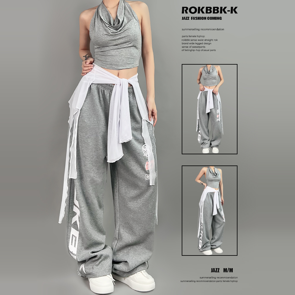 ROKBBK－K/布韩街舞潮牌宽松嘻哈jazz跳舞长裤女运动爵士休闲套装