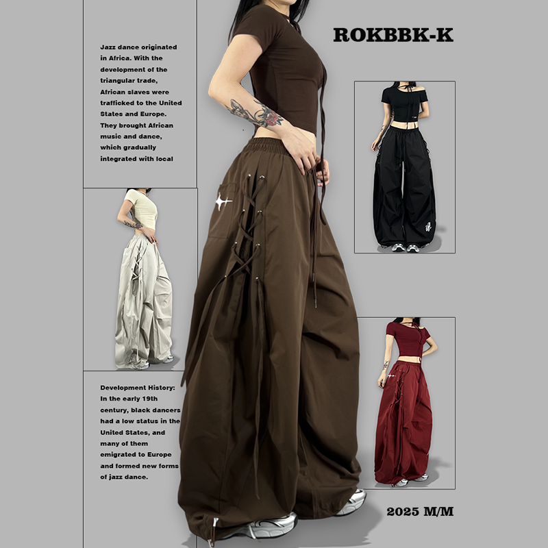 ROKBBK-K街舞潮牌新款系带速干嘻哈休闲显瘦女运动长裤爵士舞